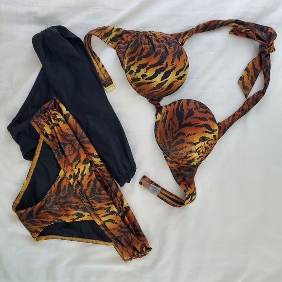 Victoria's Secret Swim Bombshell Tiger Print Shimmer Bikini Top & Bottom 34A XS - Picture 2 of 16